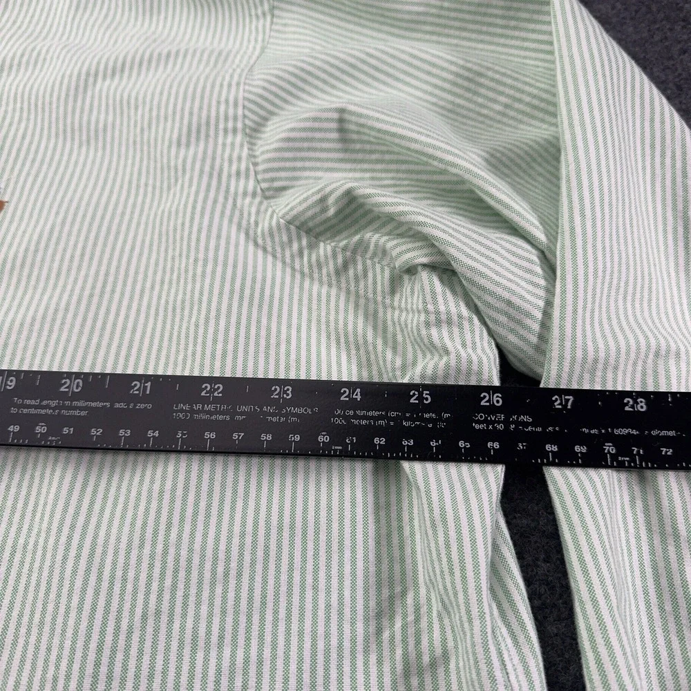 POLO RALPH LAUREN Long Sleeve‎ Shirt Mens 17-36 Green Stripe Flesh Pony *